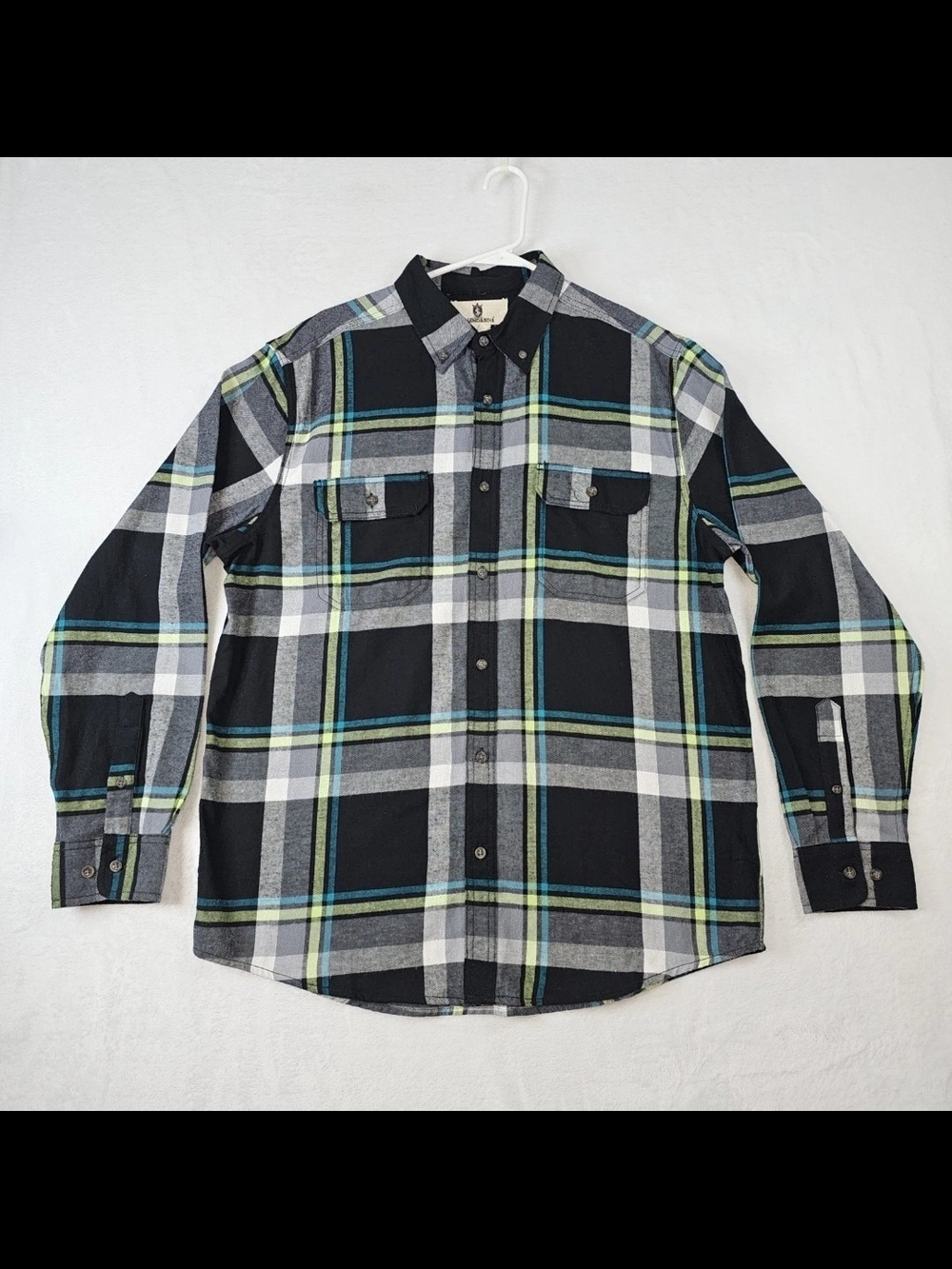 Legend & Soul Mens Large Green Black Plaid Flannel Long Sleeve Button Down Shirt